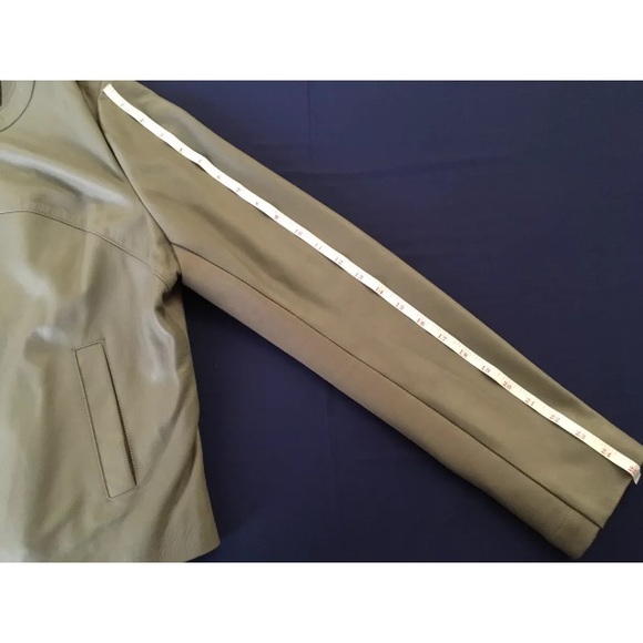 HAYDEN Collection GRAY GREY GENUINE LAMB LEATHER JACKET LARGE Crop Stretchy Zip - Picture 9 of 13